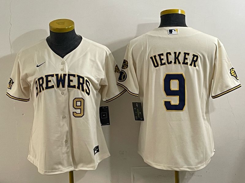 Women 2025 Milwaukee Brewers #9 Uecker Cream 2025 Nike MLB Jersey 013->women mlb jersey->Women Jersey